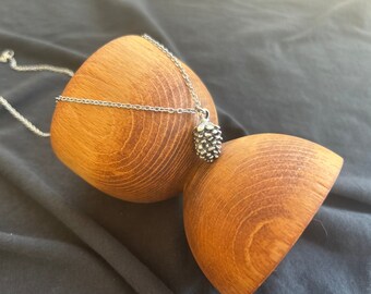 Kleine dennenappelketting, enkele sterlingzilveren dennenappelketting, herfstsieraden, cadeau-idee herfstliefhebber, schoonheid van de natuur in het klein