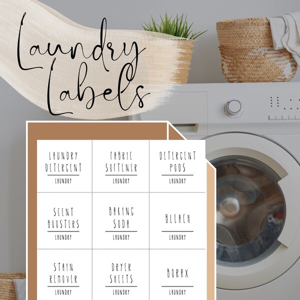 Printable Laundry Labels, Printable Organizing Labels for Laundry Room, Laundry Room Decor for Organization, Printable Labels and Stickers