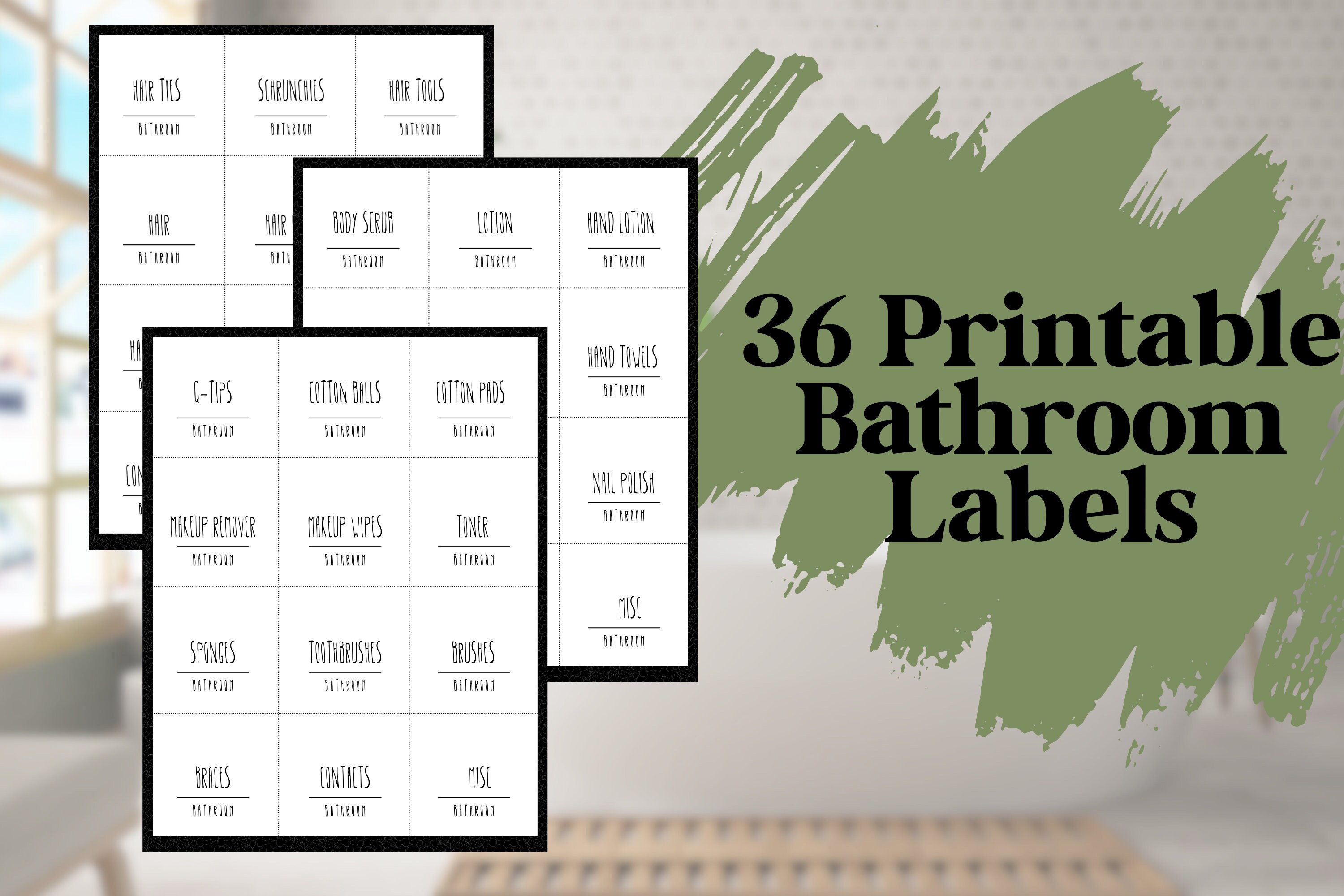 Printable Bathroom Organization Labels, DIY Storage Label Stickers, Home Container Shelf Sticker ...