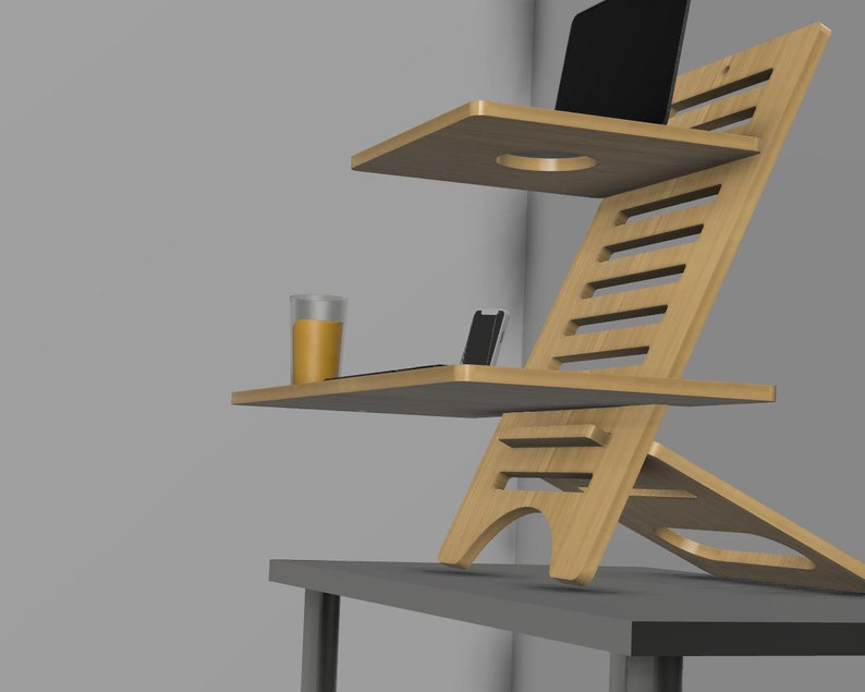 Laptop Stand Dxf File Laptop Sit Stand Adjustable Work Etsy México