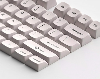 Minimalist Warm White Keycap Set, KDA Profile PBT Key Cap, Kawaii Gaming Mechanical Keyboard Keycap, PBT Thermal Sublimation Key Cap Set