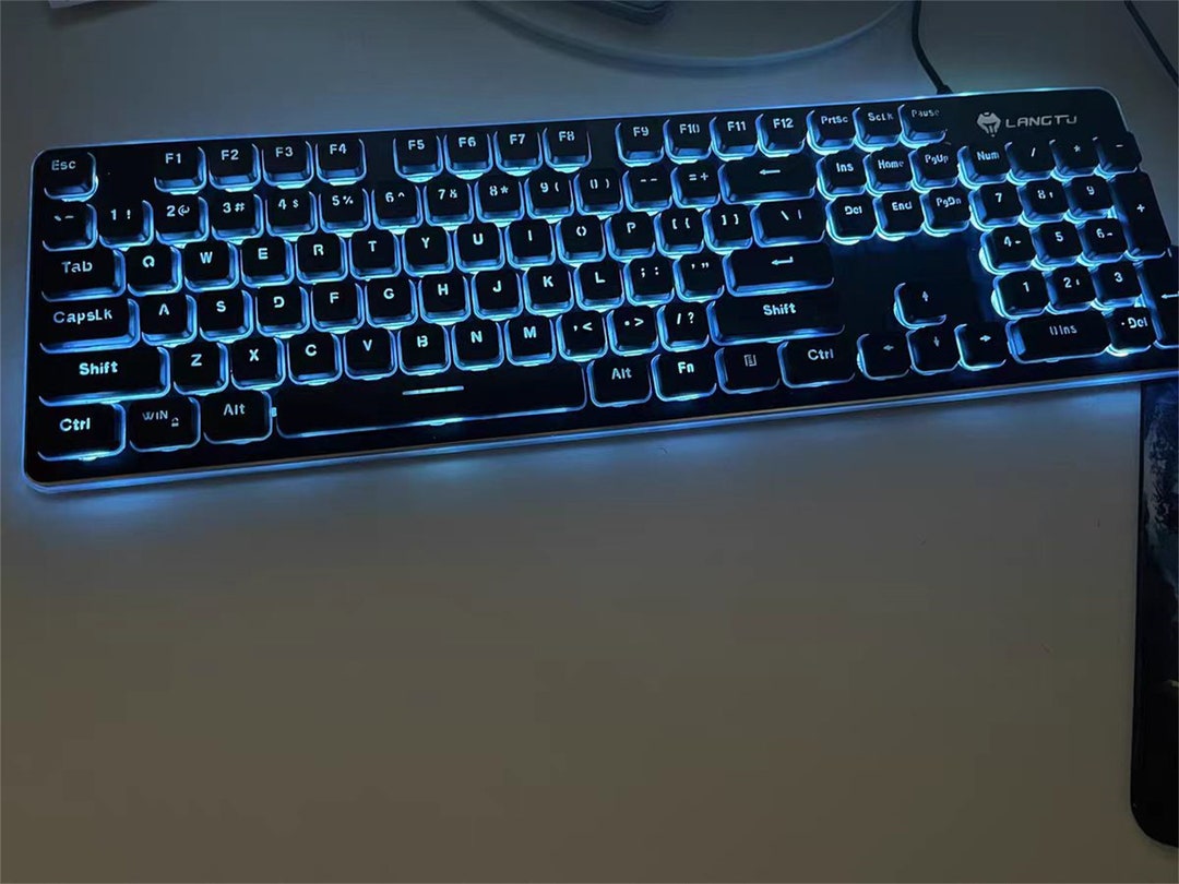 Black Ice Blue Light Keyboard, 104 Keys Wired Gaming Keyboard