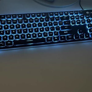 Black Ice Blue Light Keyboard, 104 Keys Wired Gaming Keyboard, Mechanical Gaming Keyboard, Minimalist Waterproof Keycaps for Windows/Mac
