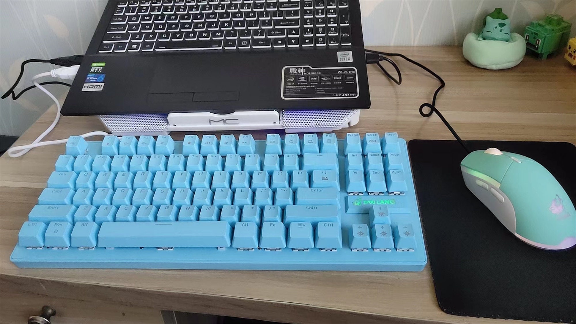 Pastel Lighting Keyboard 87 Keys USB Wired Gaming Keyboard