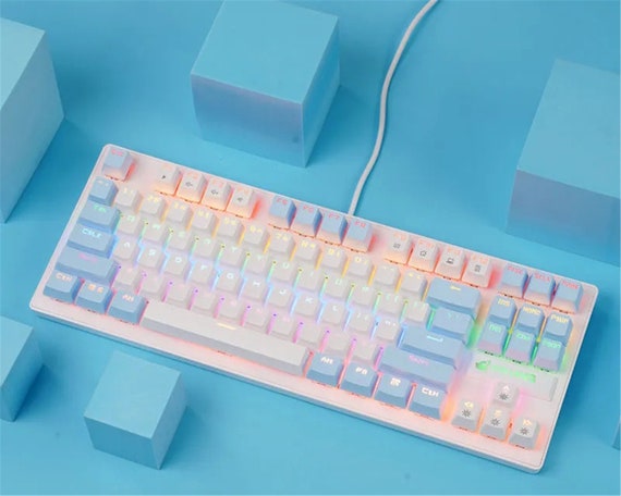 Pastel Lighting Keyboard, 87 Keys USB Wired Gaming Keyboard, Modern Mechanical  Gaming Keyboard, Office Game Mechanical Keyboard Mouse Set 