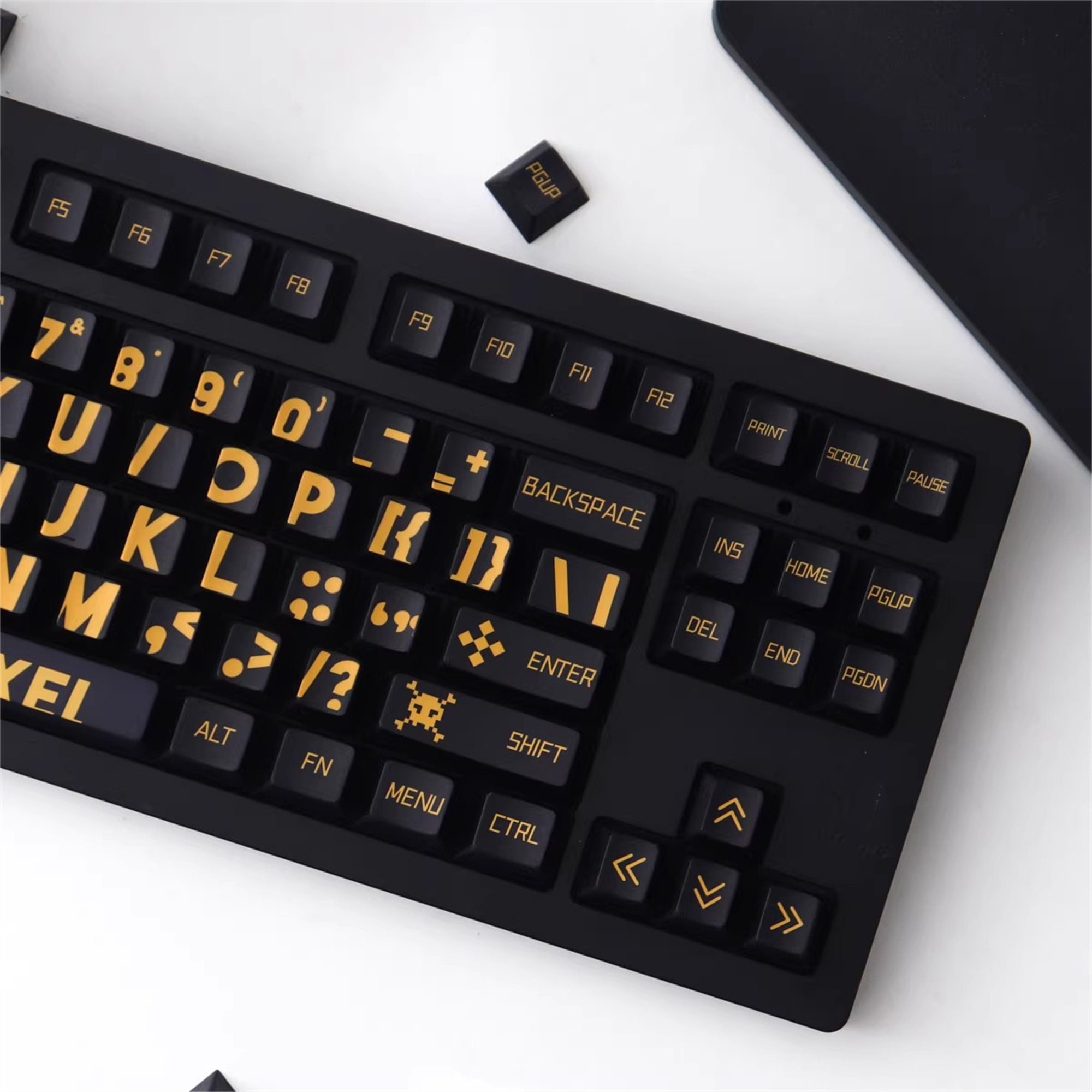 Black Gold Keycap Set Cool Cherry Profile PBT Keycaps Set 