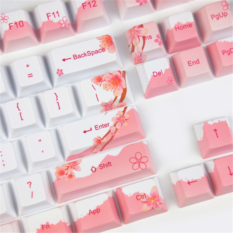 Cherry Blossoms Keycaps Fuji Mountains 126 Keys Cherry Etsy