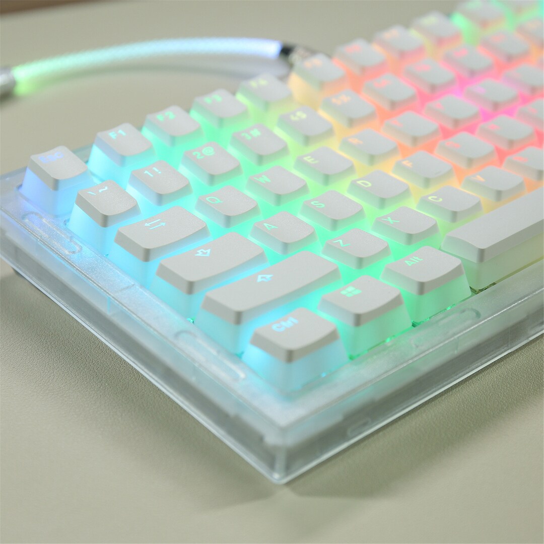 White Double Shot Keycap Set, OEM Profile Keycap Set, Pbt Pudding
