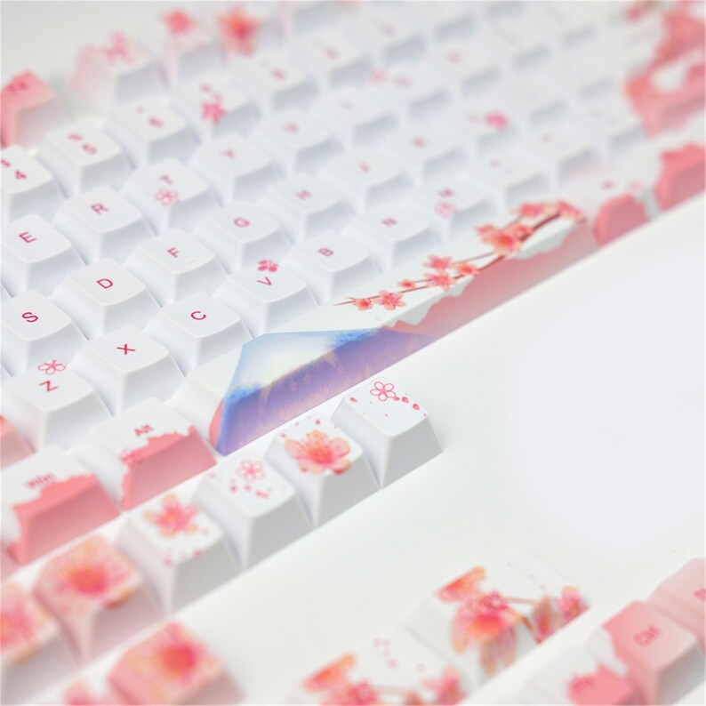 Cherry Blossoms Keycaps Fuji Mountains 126 Keys Cherry Etsy