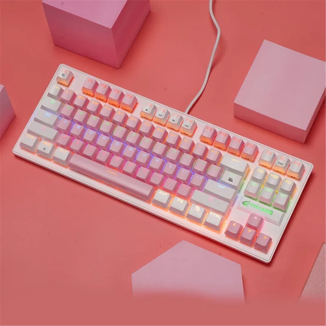 Cherry Lighting Keyboard, 87 Keys USB Wired Gaming Keyboard, Modern