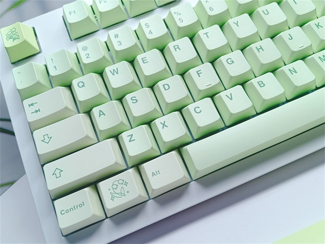 Ginkgo Theme Keycap Set, Light Green Keycaps, Cool Cherry Profile