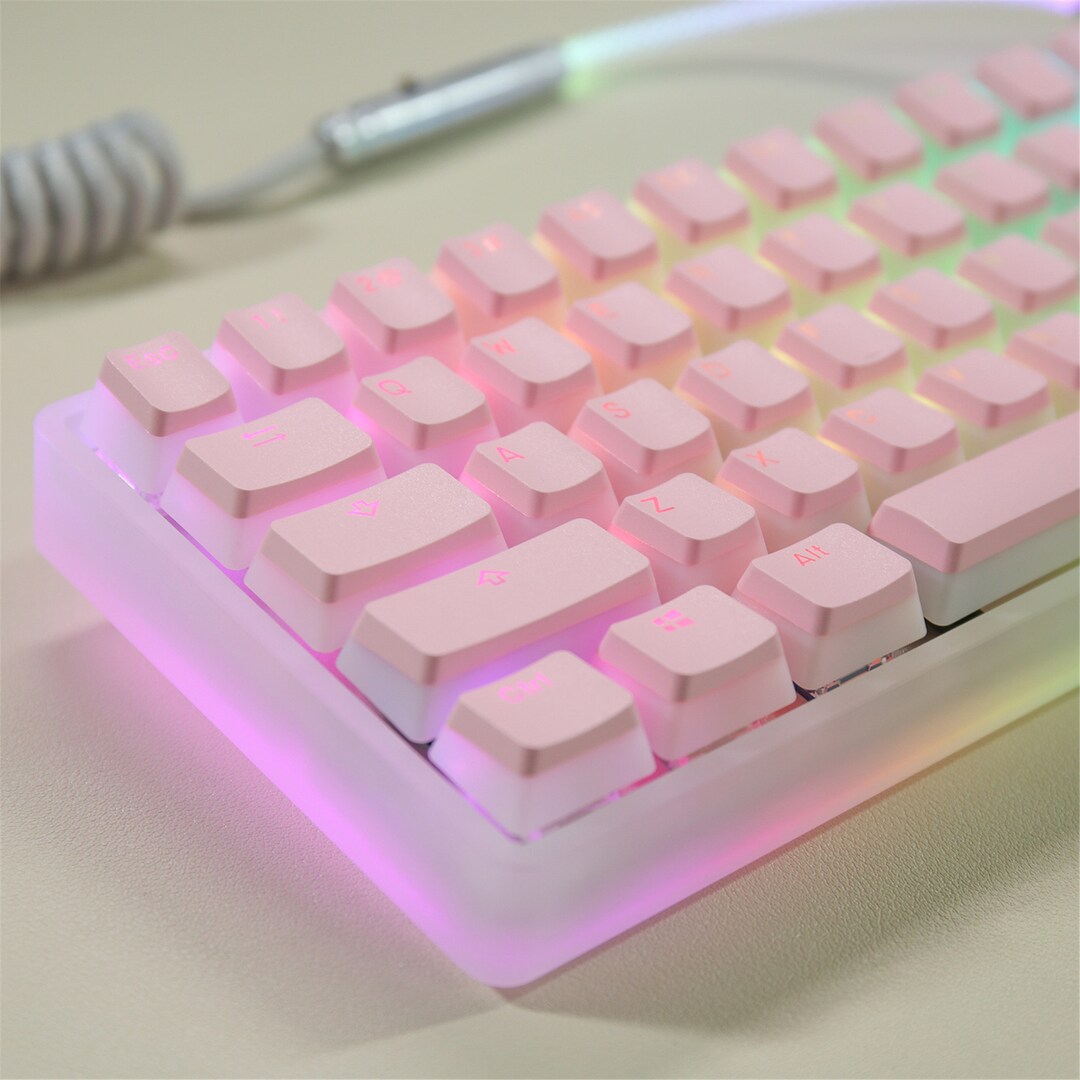 Pbt Pudding Keycap Set, Pink Double Shot Keycap Set, OEM Profile Keycap