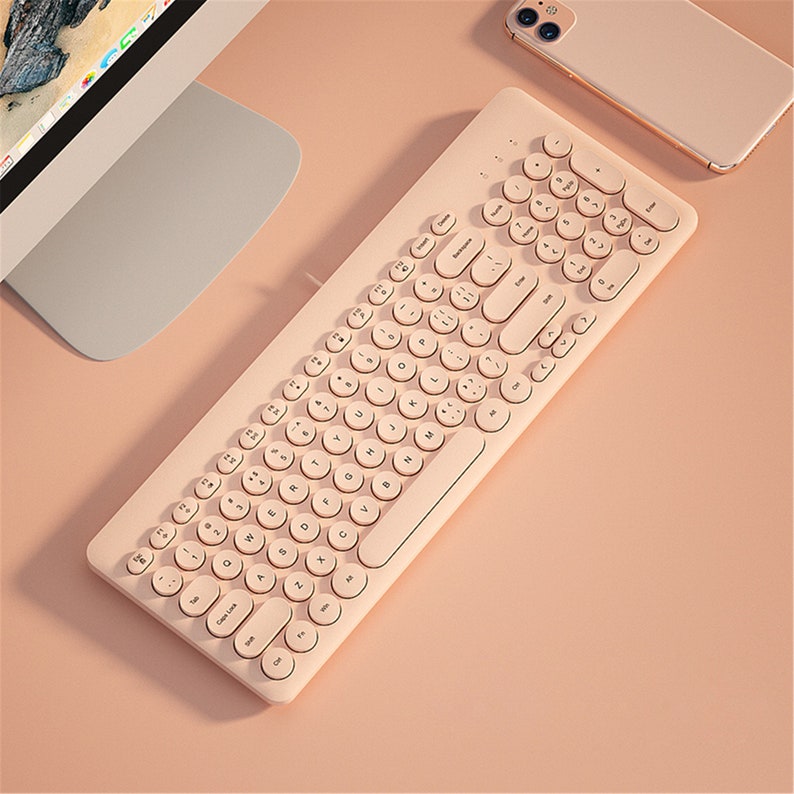 Pastel Pink Keyboard 96 Keys Wired Gaming Keyboard Modern Etsy