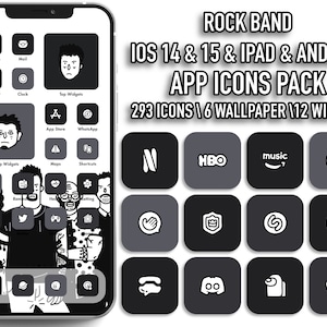 Compatible con iOS 18: 293 íconos para iOS y Android, íconos de aplicaciones estéticos en blanco y negro, ícono negro, ícono blanco, íconos de iOS, íconos de iPhone