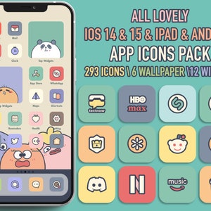 Fits iOS 18 - 293 Cute Icons For IOS And Android, Aesthetic App Icons, Kawaii Icon, iOS Icons, iPhone Icons, Icon Bundle, Cottagecore Icons