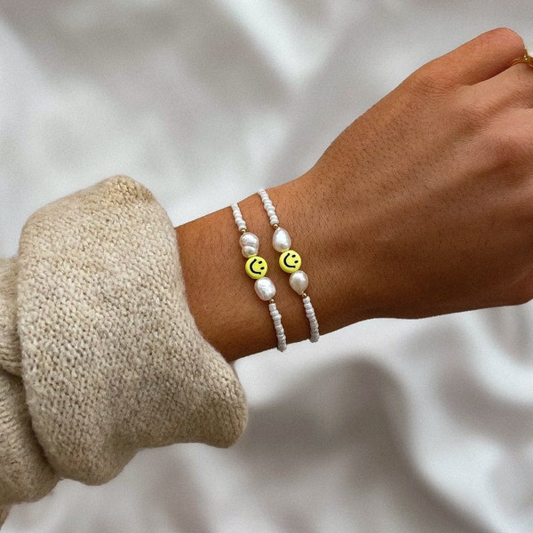 SMILEY Perlenarmband - Freundschaftsarmband - Geschenk zur Geburt, Muttertag, Geburtstag