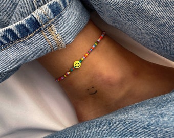 Colorful anklet with smiley