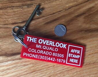 The Overlook Hotel -Room 237- Stephen King's "The Shining" Red Key Chain w/Skeleton Key