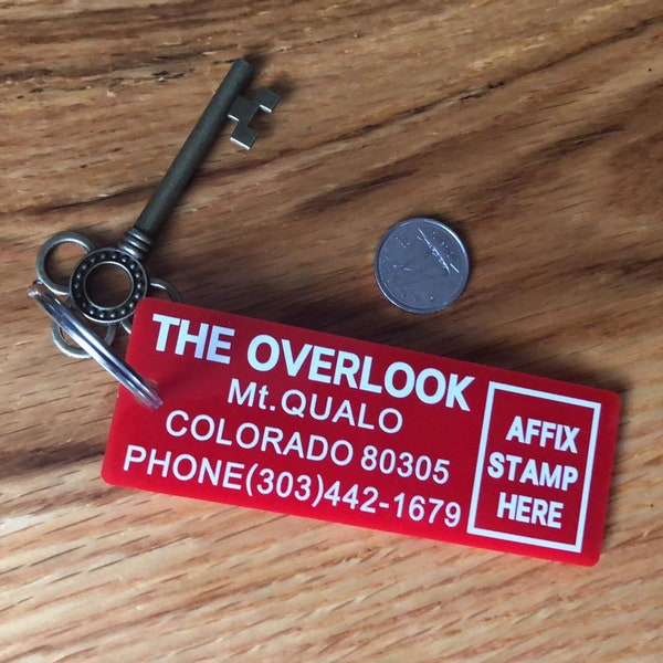 The Overlook Hotel -Room 237- Stephen King's "The Shining" Red Key Chain w/Skeleton Key