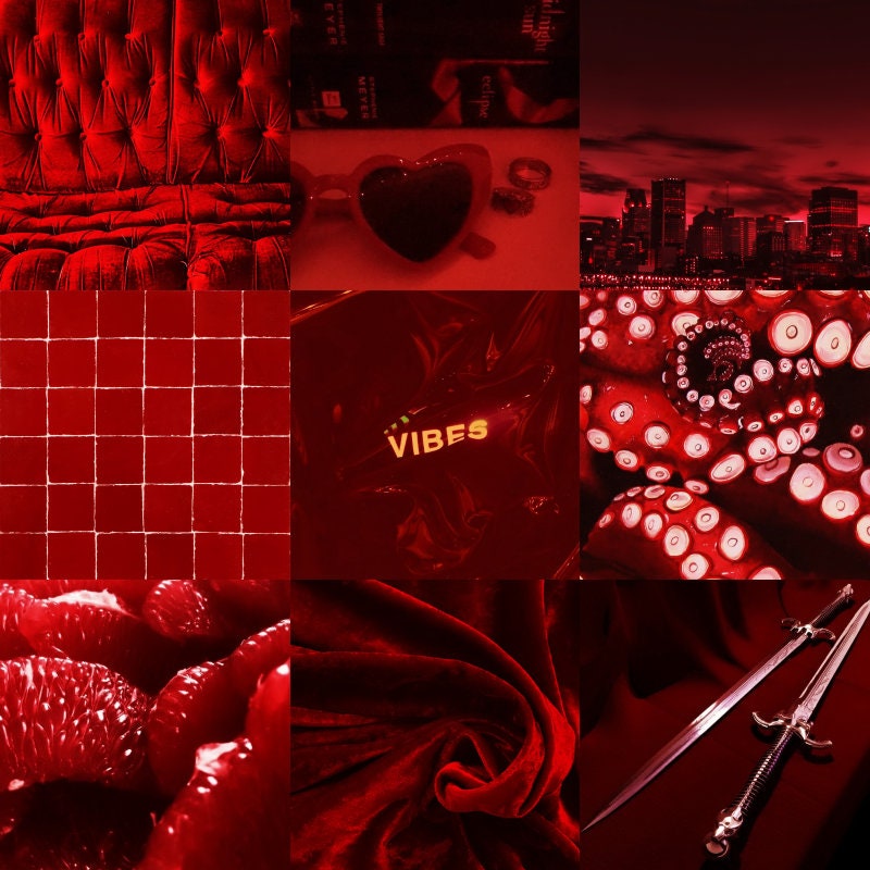 84 Pcs Vampiric Deep Red Wall Collage Kit Aesthetic, Dark, Gothic ...