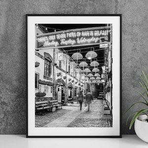 Printable Belfast Ireland Photography Poster - Duke of York Pub Cathedral Quarter Black and White - Digital Download Wall Art