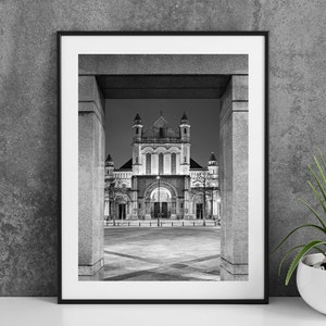 Printable Belfast Ireland Photography Poster - St Annes Cathedral Arch Black and White - Digital Download Wall Art