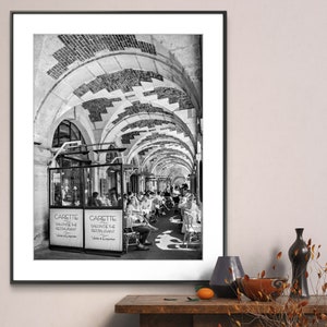 Printable Paris France Photography Poster - Place des Vosges Arcades Black and White - Digital Download Wall Art