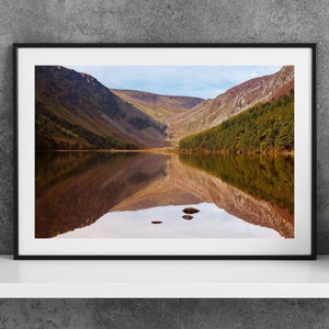 Printable Glendalough Wicklow Photography Poster - Upper Lake Reflection - Digital Download Wall Art