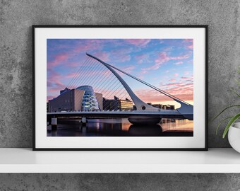 Printable Dublin Ireland Photography Poster - Samuel Beckett Bridge at Dawn - Digital Download Wall Art