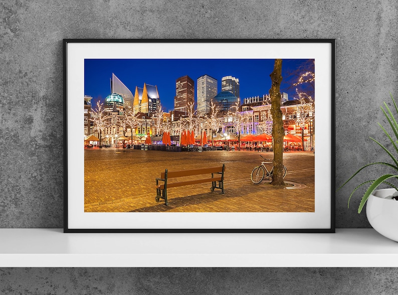 Printable The Hauge Netherlands Photography Poster Het Plein at Night Digital Download Wall Art image 1