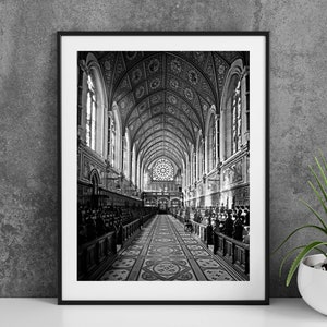 Printable Kildare Ireland Photography Poster - Maynooth University Chapel Interior Black and White II