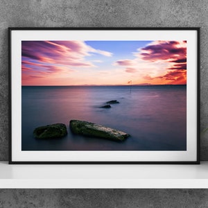 Printable Hammamet Tunisia Photography Poster - Mediterranean Seascape Rocks - Digital Download Wall Art