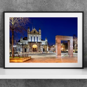 Printable Belfast Ireland Photography Poster - St Annes Cathedral at Night - Digital Download Wall Art