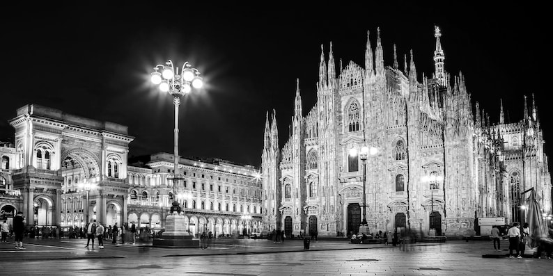 Printable Milan Italy Photography Poster - Piazza Del Duomo Panorama ...