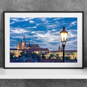 Printable Prague Czech Republic Photography Poster - Prague Castle from Charles Bridge - Digital Download Wall Art