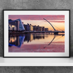 Printable Dublin Ireland Photography Poster - Conference Centre and Samuel Beckett Bridge - Digital Download Wall Art