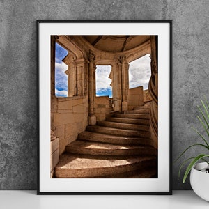 Printable Loire Valley France Photography Poster - Chateau de Blois Spiral Staircase - Digital Download Wall Art