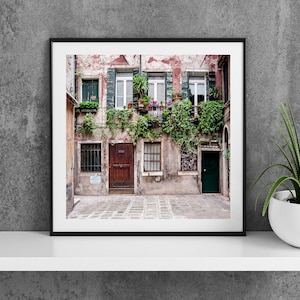 Printable Venice Italy Photography Poster Square - Venetian House Front - Digital Download Wall Art