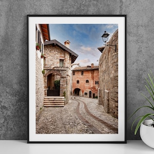 Printable Cividale del Friuli Italy Photography Poster - Cobbled Street - Digital Download Wall Art