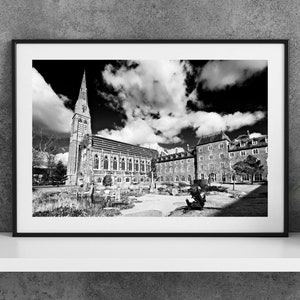 Printable Kildare Ireland Photography Poster - Maynooth University Chapel Exterior Black and White