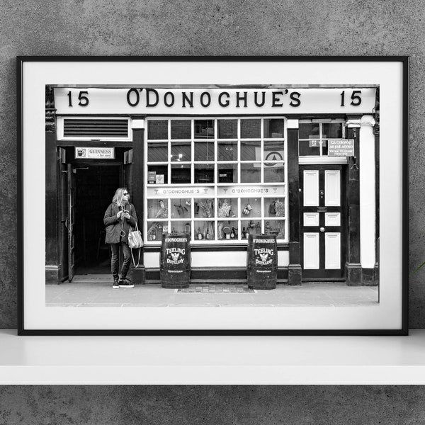 Printable Dublin Ireland Photography Poster - O Donoghue's Pub Black and White - Digital Download Wall Art