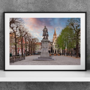 Printable Bruges Belgium Photography Poster - Simon Stevinplein - Digital Download Wall Art