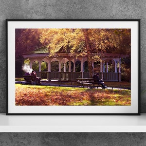 Printable Dublin Ireland Photography Poster - Stephens Green Gazebo Autumn - Digital Download Wall Art