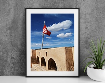 Printable Hammamet Tunisia Photography Poster - Tunisian Flag - Digital Download Wall Art