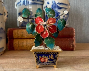 floral bonsai with cloisonne base