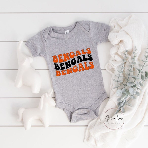 Groovy Bengals Baby Onesie | Bengals Baby outfit | Bengals team mascot Baby Onesie | Bengals Onesie | Bengals newborn kid toddler outfit