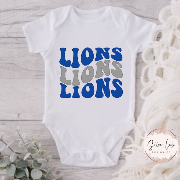 Groovy Lions Baby Onesie | Lions team mascot Baby Onesie | Lions Baby Onesie | Lions newborn outfit | Lions Baby Gift