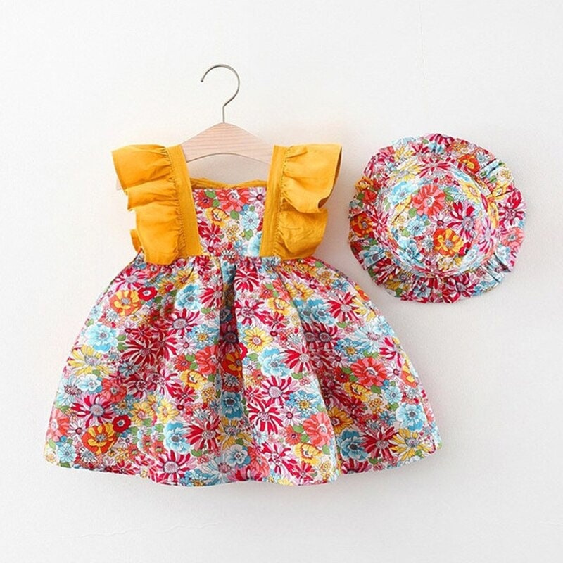 Cotton Floral Baby Girl Dress Spring Flowers Baby Dress Etsy