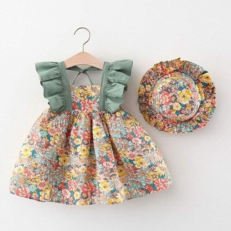 Cotton Floral Baby Girl Dress Spring Flowers Baby Dress Etsy