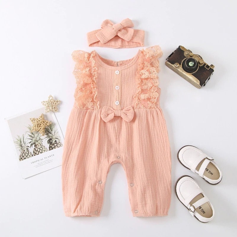 Baby Girl Muslin Lace Jumpsuit Summer Girl Baby Romper - Etsy
